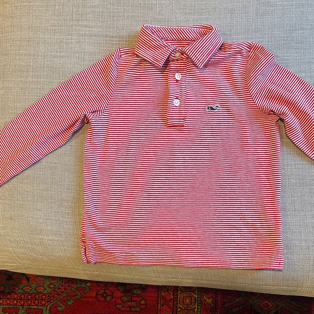 Vineyard Vines Red and White Striped Kids Polo